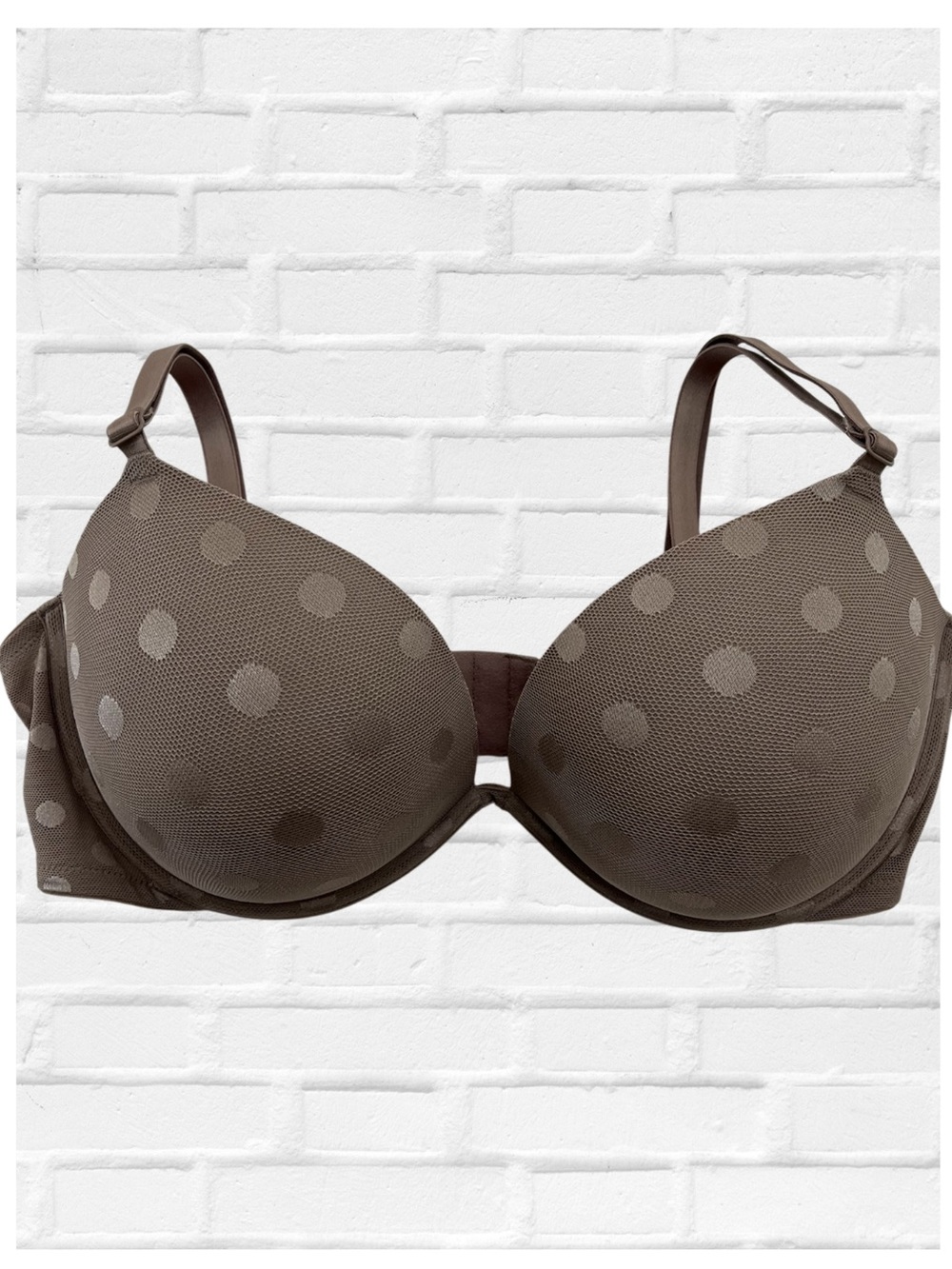 Victoria’s Secret 40D Underwire Push up Brown Polka Dot T-Shirt Bra Convertible